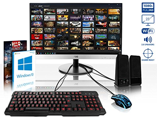 VIBOX Rapid Komplett-PC Paket 9 Gaming PC – 4,2GHz Intel i7 Quad Core CPU, GTX 1050 GPU, Super, Desktop Gamer Computer mit Spielgutschein, 23″ Monitor, Gamer Tastatur & Mouse, Windows 10, Rot Innenbeleuchtung, lebenslange Garantie* (3,6GHz (4,2GHz Turbo) Superschneller Intel i7 7700 Kabylake Quad 4-Core Prozessor CPU, Nvidia GeForce GTX 1050 2GB Grafikkarte GPU, 16GB DDR4 2133MHz RAM, 2TB (2000GB) SATA III 7200rpm Festplatte, 400W 85+ Netzteil, Vibox rotes Gehäuse, B250 Mainboard) - 2