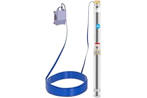 hillvert HT-ROBSON-SP2200-72 Brunnenpumpe 9.000 l/h 2.200 W 72 m Sandgehalt max. 25% Garten Tiefbrunnenpumpe Unterwasserpumpe