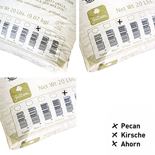 Grillson KS0343 Premium Barbecue Pellets Set: 1x Pecan, 1x Kirsche, 1x Ahorn - 2