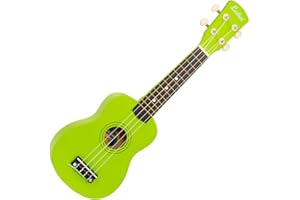 VINTAGE Laka Rainbow Series Sopran-Ukulele und Tragetasche, Grün