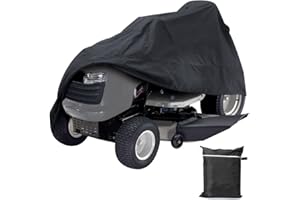 Gicov Riding Lawn Mower Cover Waterproof Heavy Duty Outdoor Tractor Cover Fits Decks Up to 54" Lawn Tractor Cover with Windproof Drawstring All Weather Protection