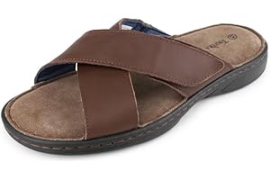 TIESTRA Sandal Mens Sandal Summer Slide Beach Indoor and Outdoor Anti-skidding walking Slippers with Adjustable Leather Straps UK7-UK13