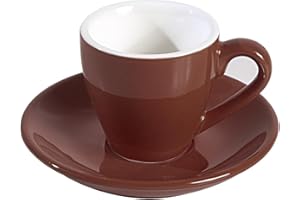 ionEgg Tazza da caffè in porcellana con piattino, tazza da caffè espresso, 80 ml, marrone