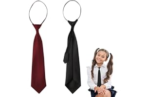 JAWUZ 2 Pezzi Cravatta Lunga JK Regolabile per Donna e Ragazze - Laurea Matrimonio d'Affari - Nero/Rosso