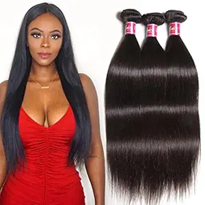 UNice Hair Brazilian Straight Hair 3 Bundles Hair Weft 100% Unprocessed Virgin Human Hair Extensions Weave Natural Color (14 16 18inch)