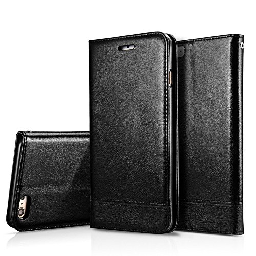 iPhone SE Hülle, iPhone 5 / 5s Schutzhülle Leder Hülle, Alfort 2 in 1 Flip Fashion Design Dual Use Falten Premium PU Leder Tasche Case Cover Flip Mappen Kasten Abdeckung für Apple iPhone SE / 5 / 5s 4″ Smartphone Funktion Standfunktion Unterstützte Telefone und Handy am seil Automatisches Schließen ( Schwarz ) + Alfort Schwarz Stylus Pen - 6