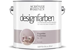 HAGEBAUSPN Schöner Wohnen designfarben feinmatte Wandfarbe für innen 2,5 Liter mit go/on Rollen-Set 5-tlg (Nr 19 Elegantes PuderRosa)