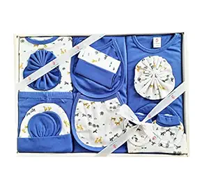 My Tiny Wear 14 Pieces Full Sleeves New Born Baby/Infant Gift Set for Boy & Girl(0-3 Months) (Blue)