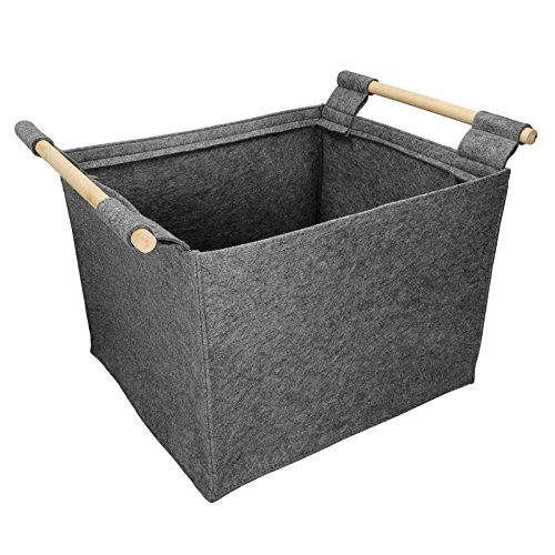 ECD Germany Feuerholzkorb Filz 45cm x 40cm x 40 cm LxBxH Holzkorb Kaminholzkorb Kaminholztasche
