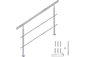 CAVATINY Edelstahl Handlauf Geländer für Treppen Brüstung Balkon ohne Querstreben - Innen und Außen Handlauf Geländer Treppengeländer Edelstahl Brüstung Balkon (180CM, 2 Querstreben)