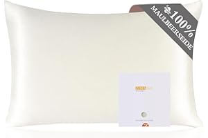 ZIMASILK Kissenbezug aus 100% Seide für Haare und Haut. Doppelseitige 19 Momme Reine Maulbeerseide Kissenhülle mit Reißverschluss, 1 Stück.(40x80 cm, Elfenbein)