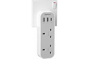 TESSAN Double Plug Adaptor UK with 3 USB, 2 Way MultiPlug Extension Adapter, 13A UK 3 Pin Wall Charger Sockets Power Extender for Home, Kitchen, Office, School Supplies