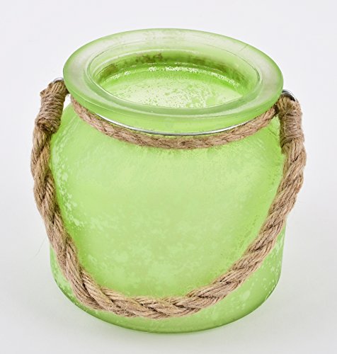 Windlicht Teelichtglas mit Kordel Glas 11x11x11cm (grün)