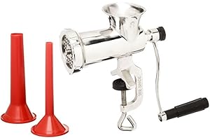 Tre Spade Tritacarne manuale TC-8 INOX in acciaio inox con accessori per la produzione di salsicce