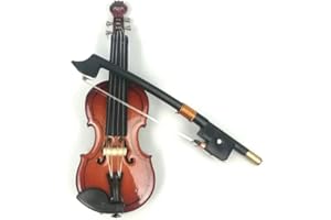 ALANO Miniature Violon Mini Instrument de musique Modèle de violon en bois avec support (6 cm)