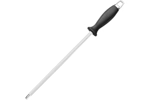 BEWOS 26 CM Honing Steel, Knife sharpeners,Professional Carbon Steel Sharpening Rod for Home Use,Honing Rod with Non-Slip Handle Ideal for Japanese Knives, Kitchen Knives, Hanging Hook Storage
