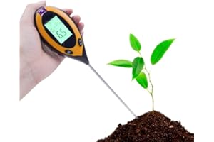 GAOCUNH Misuratore ph terreno, Umidità del Suolo, Test del Suolo 4 in 1 Terreno Misuratore Strumento per Luce, Umidità, Acidi e Alcalini Strumenti per Piante/Fiore/Erba in Ambienti Interni o Esterni