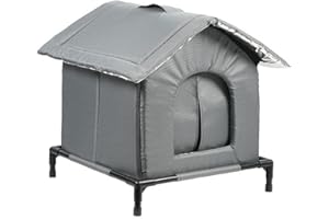 F Fityle Niche d'Extérieur pour Chat, Abri pour Chat d'Extérieur Résistant aux Intempéries, Niche Hivernale avec Isolation Aluminium, Cabane Chats avec Pieds Surélevés, pour Petit Animal Errant, L
