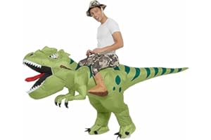 RHESHIN Costume de dinosaure Gonflable amusant Dino à Cheval Costume de randonnée Robe d'Halloween pour Fêtes Halloween Anniversaires Cosplay Unisexe