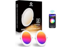 Lumary Downlight LED Techo Empotrable, 12W Panel LED Redondo Plano Empotrable Luz, 2700K-6500K,Color Cambiante,Compatible con Alexa & Google Home, 17 x 2 cm, 2 Pack