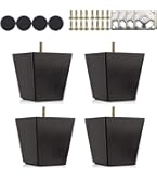 La Vane 6 inch/15 cm massief houten meubelpoten, set van 4, zwarte vierkante piramide, vervangende poten voor bank, bank, fauteuil - Mid-Century Modern met voorgeboorde M8-bout en metalen