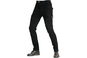 KAISUN Pantalones deportivos para moto, con protectores de rodillas y caderas, elásticos, ajustados, de corte ajustado, para moto, vaqueros, resistentes al viento, transpirables