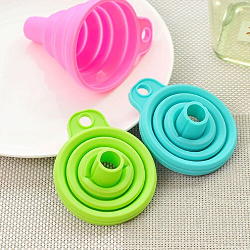 HENGSONG Silikon Faltbar Trichter Mini zusammenklappbarer Trichter Küche Werkzeug, 7.5*7.5cm (Grün) - 3