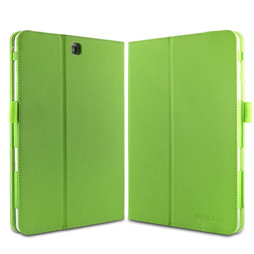 Infiland Samsung Galaxy Tab A 9.7 Hülle Case -Slim Fit Folio PU-lederne dünne Kunstleder Schutzhülle Cover Tasche für Samsung Galaxy Tab A 9.7 T550N/ T555N 24,6 cm (9,7 Zoll) WiFi/LTE Tablet-PC (mit Auto Schlaf / Wach Funktion)(Grün) - 2