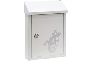 ARREGUI Smart Graphic E5721-SAL Buzón Exterior de Acero Tamaño S (Correo DIN A5) | con Serigrafía Decorativa Salamandra | Buzón de Pared Pequeño | Buzón con Boca Trasera Recogecartas | Blanco