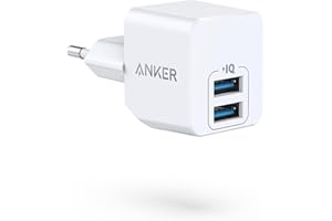 ‎ANKER Podwójna ładowarka ścienna Anker PowerPort Mini, wyjątkowo kompaktowa ładowarka USB, wyjście 2,5 A dla iPhone'a XS/XS Max/XR/X/8/7/6/Plus, iPada Pro/Air 2/Mini 4, Samsunga i wielu innych