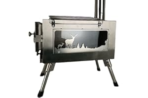 YILWNNCSE Stufa da Tenda Portatile, Pieghevole Acciaio Inox, Stufa Riscaldante per Campeggio con Tubo In Acciaio Inossidabile