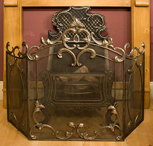 Ornate Vintage Style Distressed Silver pewter black Fire Screen guard
