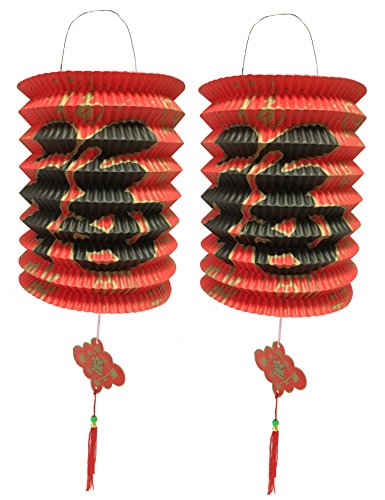 Lampions, 10 cm Durchmesser, Farbe: Rot, chinesisches Neujahr, Laternen aus Papier, 12 Stück