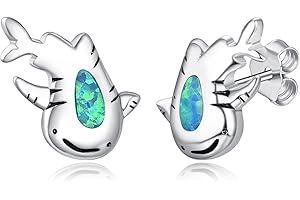 PRAYMOS Rainbow Moonstone Animal Stud Earrings 925 Sterling Silver Posts for Women Girls Daughter Small Cute Earrings
