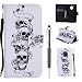 Produktbild Schutzhülle für Moto G5 Plus Hülle, ZCRO Flip Case Leder Tasche Hülle mit Muster Bunt Kartenfach Magnet Standfunktion Strap Cover Multifunktion Wallet Design im Bookstyle Etui Handy Hüllen Schale und Glitzer Stift für Motorola Moto G5 Plus (Schädel)