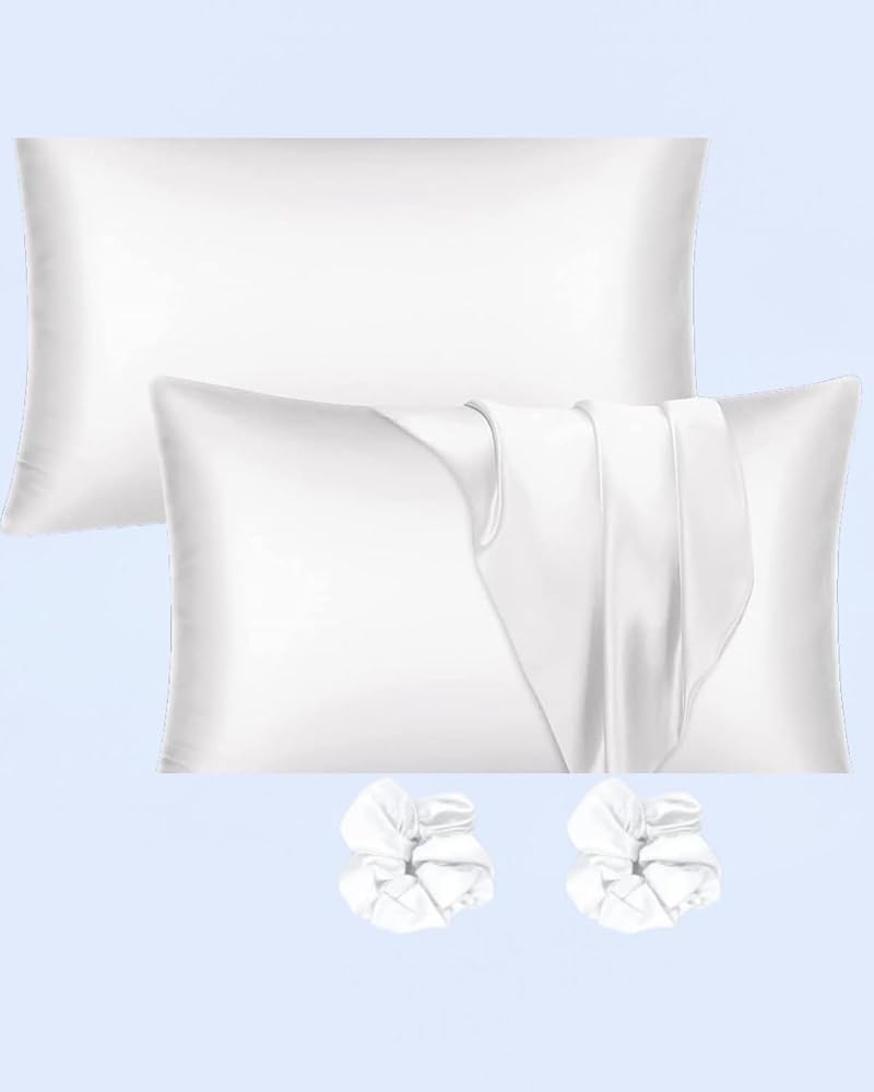 Ipeksi Saten 50x70 Cm Yastık Kılıfı 2 Adet, Kıvırcık Saçlar,Dalgalı ve Düz saçlar, Bordo 2 Adet Hediye Saten Toka,Cilt Dostıu,Cilt Bakım,Kozmetik,Hediyelik,Çeyizlik kullanılabilir (Beyaz)