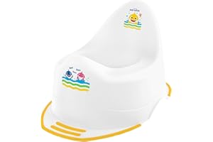 Potty Toddler Training Seat Baby Shark 18M+ Cartoon Character Loo, Unisex Kids Non-Slip White/Yellow Toilet Potty, Max Weight 40kg Compact Lightweight