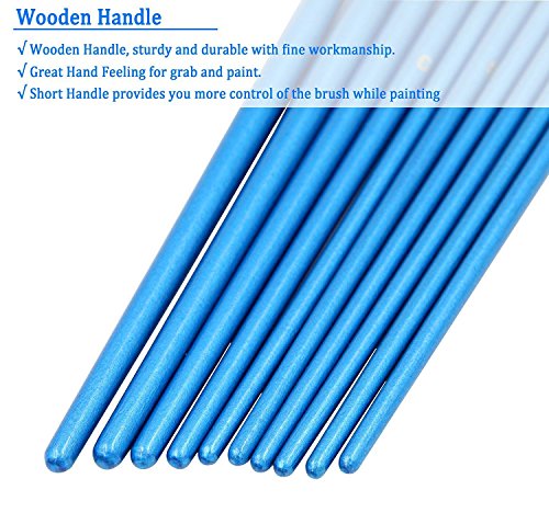 Feelily 10 Assorted Wasserfarben Wasserpinsel Aquarellfarben Pinsel Set Haarbürsten Art Nylon Künstler Malerei Pinsel Set, Blauer Griff - 6