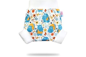 Petit Lulu Pull Up Cloth Nappy Wrap | Size L | Washable Diaper Wrap | Reusable Cloth Nappies | Made in Europe (Hippos)