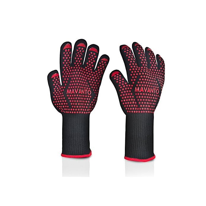 Mavanto Premium Ofenhandschuhe 2er Set Bis Zu 500c Schutz Hitzebestndige Grillhandschuhe Mit Extra Langem Unterarmschutz