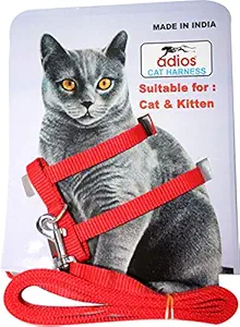 ADIOS RED Color 0.5 INCH Puppy CAT & Rabbit Belt Dog Collar & Leash (Small, Black)