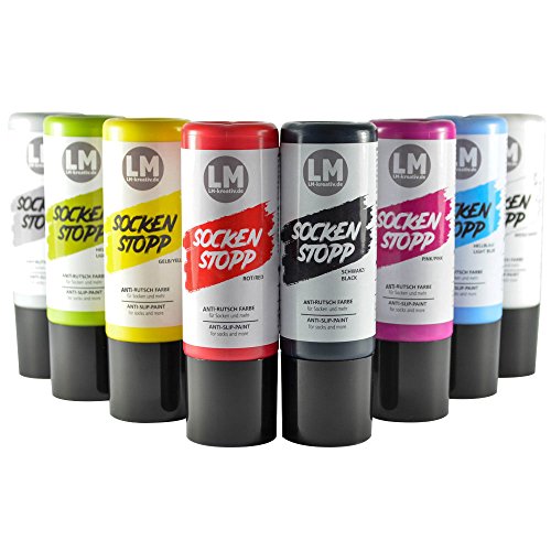 Socken Stopp Anti Rutsch Set -Komplett- 8 tlg. Socken Stopp Anti Rutsch, ABS Antirutsch, Sock Stop Creme, flüssige Sockensohle, Rutsch-Stop, Sockenstopper Farbe