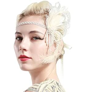 Buy White Babeyond 1920s Flapper Headband Roaring 20s Great