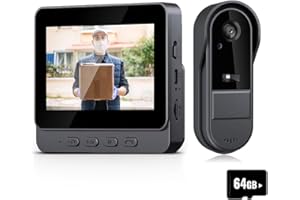 ODIKALA Visiophone, 4.3 pouces Vidéo Interphone Visiophone Portier sans Fil, caméra de sonnette avec moniteur, Détection Humaine, Audio Bidirectionnel, La Fonction de Vision Nocturne+ 64G carte mémoire (B)