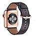 Price comparison product image WFEAGL Strap Compatible for iWatch Strap 38mm 40mm, Top Grain Leather Band Replacement Strap with for iWatch Series 4/3/2/1,Sport, Edition (38mm 40mm, Black Band + Gold Buckle)