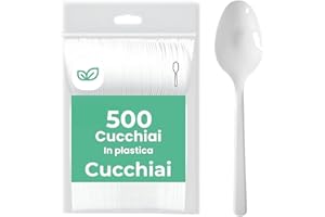 MARKETCAFFE 500 Cucchiai Bianchi Riutilizzabili e Riciclabili - Pacco da 500, 16,5 cm, Lavabili in Lavastoviglie - Perfetti per Dolci, Gelato, Zuppe e Dessert