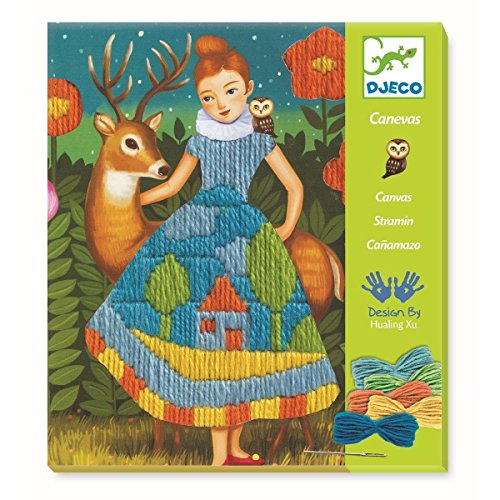 Preisvergleich Produktbild Djeco Kreativkasten Sticken Wollbilder Mädchen im hübschen Kleid ab 6 Jahren