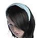 Women Vintage Mesh Glitter Plait Wide Plain Hair Aliceband, Sky Blue