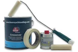WAGA PAINT S.R.L. Kit Nautica Antivegetativa - Boero Crossover Autopulente ad Alte Prestazioni 2,5LT (Bianco, Nero, Blu, Rosso), Diluente 250ML Waga Paint Tecniques, Rullino a Pelo Raso e Nastro Gommato -