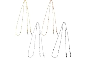Opopark Catene per Occhiali da Vista con Perline Catenina Occhiali Catena per Occhiali da Sole con Anelli in Silicone Antiscivolo per Donna Uomo (4 Pezzi)